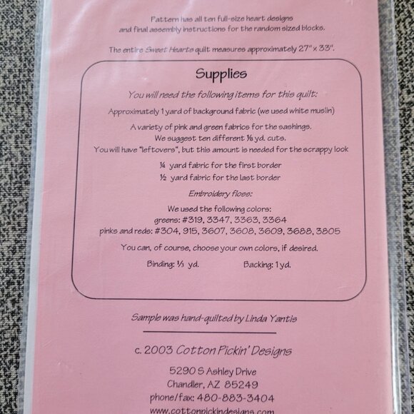 Sweet Hearts Quilting Pattern with Floral Embroidery Designs - Picture 5 of 5